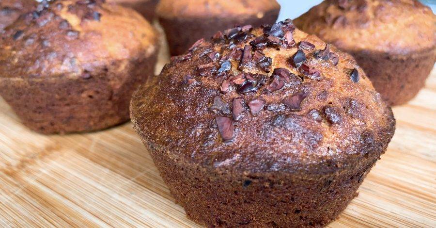 Leev muffin met chocolade en cacao nibs